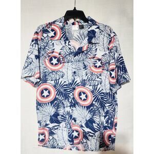 Captain America Hawaiian shirt short sleeve button down shirt men's size small